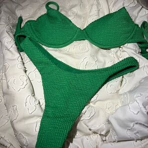 Green Textured Bikini Set